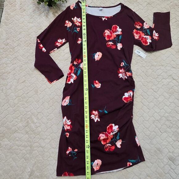 Old Navy Bugundy Floral Scoopneck Dress, Size 1X NWT - Picture 6 of 9